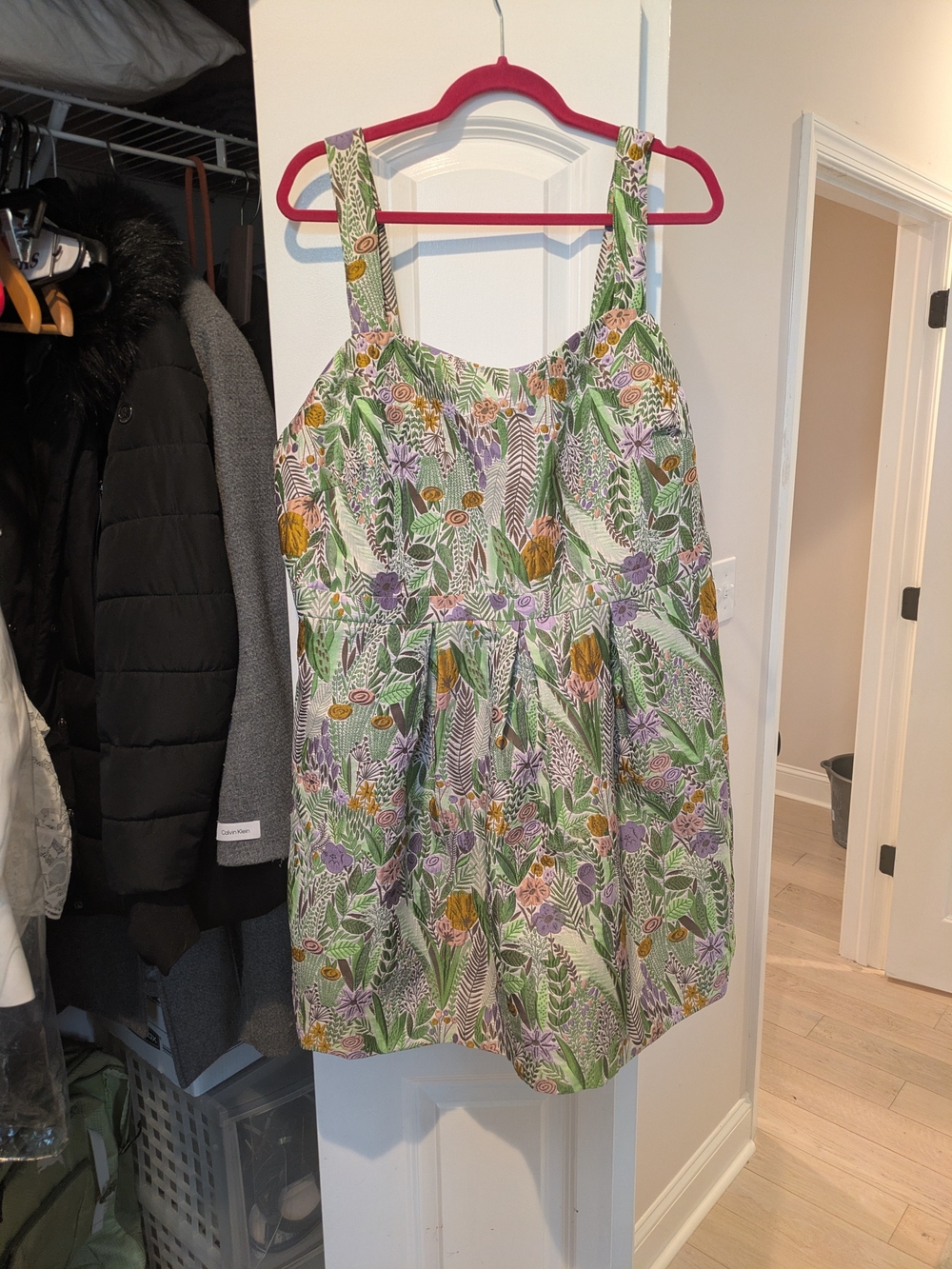 ModCloth Green and Purple Floral Midi Dress